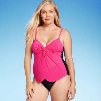 Women's Upf 50 High Neck Swim Romper With Pockets One Piece Swimsuit - Aqua  Green® Pink L : Target