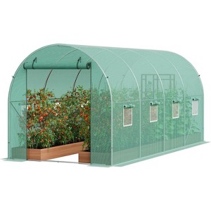 Acekool Walk-In Greenhouse - 15x7x7ft Galvanized Steel Frame, 8 Windows, PE Cover for Year-Round Gardening - 1 of 4