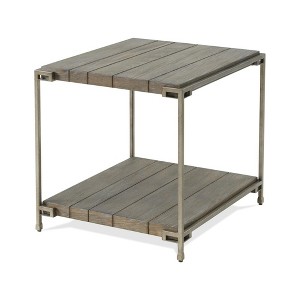 FONTOI End Table Metal Frame Wood End Table Modern Industrial Accent Table with Shelf for Living Room Decor and Bedroom, Brown, 27"*23"*24" - 1 of 4