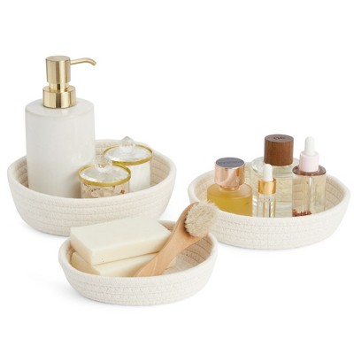 White Cotton Rope Round Nesting Storage Baskets, Set of 3