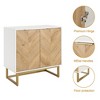 White and Gold Storage Cabinet with 2 Doors - Modern Buffet Sideboard, Elegant Accent Cabinet for Living Room - 4 of 4