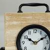VIP Wood 14.5 in. Brown Square Table Clock with Legs and Handle - 4 of 4