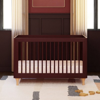 Crimson and Natural Pine 3-in-1 Convertible Crib with Toddler Rail