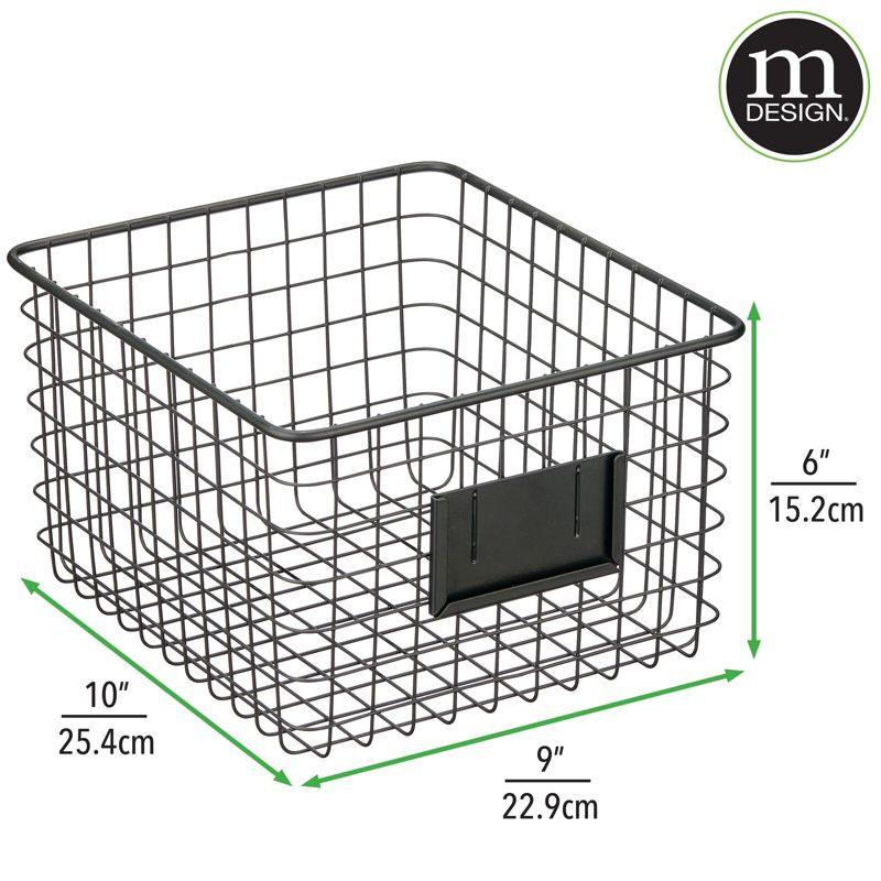 mDesign Small Steel Kitchen Organizer Basket - Label Slot, 4 of 10