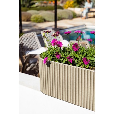 Sandstone 36" Plastic-Stone Outdoor Window Box Planter Set