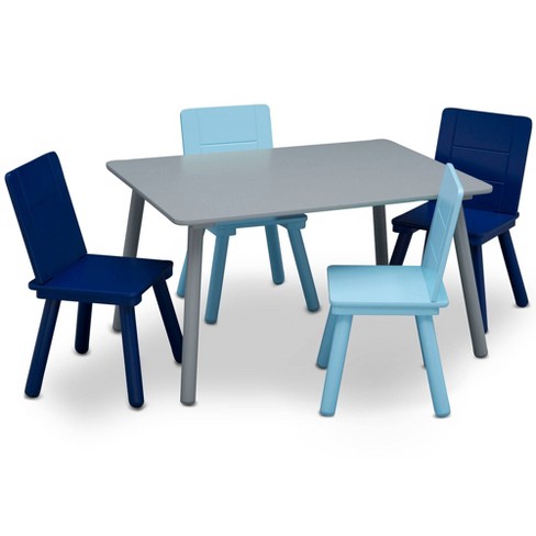 Delta Children Kids' Table and Chair Set 4 Chairs Included - Gray/Blue