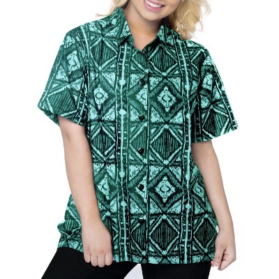 LA LEELA Women's Button Down Short Sleeve Summer Camp Tie-Front Shirt Hawaiian Club party Casual Tops