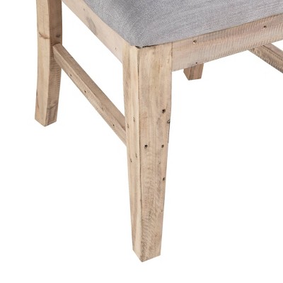 Natural Wood and Grey Upholstered High Side Chair