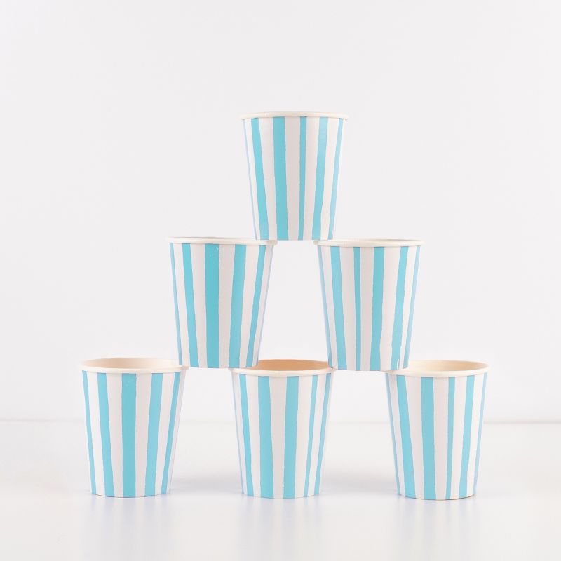 Meri Meri Blue Stripe Cups (Pack of 8), 1 of 3