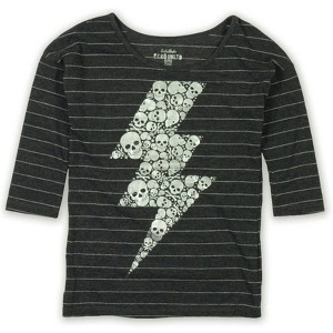 Ecko Unltd. Womens Ls Vnk Mtllc Strp Skull Graphic T-Shirt - 1 of 1