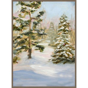 28"x38" Amanti Art Trees in Winter by Sandra Lafrate Framed Canvas Wall Art - 1 of 4
