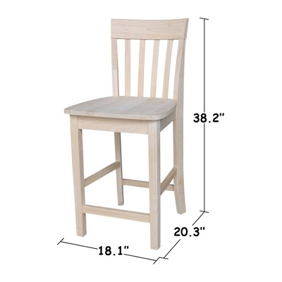 Brown Solid Wood 24" Slatback Stool