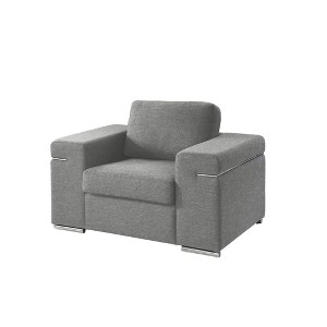 Linen Accent Chair with Removable Cushions, Full Foam Seat and Stainless Steel Legs for Living Room - 1 of 4