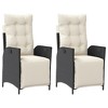 vidaXL Reclining Patio Chairs 2 pcs with Footrest Black Poly Rattan - 2 of 4