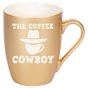 100 North Cowboy Hat 10 Ounce Vegas Gold Metallic Finish, Comfortably Fits Your Hands, New Bone China Coffee Tea Cup Mug, The Coffee Cowboy - 1 of 1