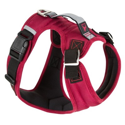 Gooby Pioneer Dog Harness with Control Handle & Seat Belt Restrain Capability, Small, Red