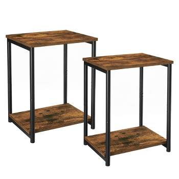 VASAGLE Side Tables Set of 2, Small End Table, Nightstand for Living Room, Bedroom, Office, Bathroom, Rustic Brown and Black