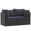 2 Piece Patio Sofa Set with Cushions Poly Rattan Black vidaXL - 2 of 4