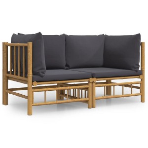 vidaXL Garden Corner Sofa Dark Grey Bamboo Medium Modular - 1 of 4