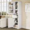 Whisen Tall Bathroom Storage Cabinet, Freestanding Storage Cabinet with Adjustable Shelf - White - 2 of 4