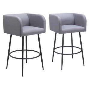 Zuo Modern 38.6" Horbat Barstool Gray – Set of 2, Polyester Fabric, Durable Steel, Contemporary - 1 of 4