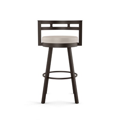 Cream Faux Leather Swivel Counter Stool with Dark Brown Metal