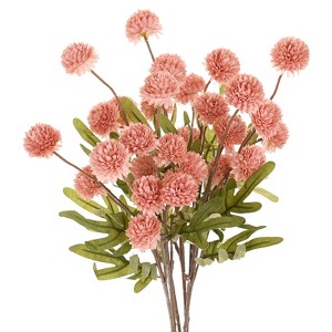 Unique Bargains 5-Heads Artificial Chrysanthemum Ball Flowers Silk Bouquets Real Touch 20 Inch - 1 of 4