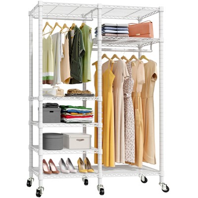 Vipek R4 Rolling Garment Rack Heavy Duty Clothes Rack With Double Rods ...