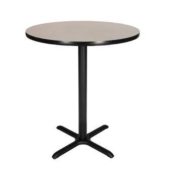 36" Round Composite Core Bar Height Dining Table Laminated Gray with Black Steel Base - Hampden Furnishings