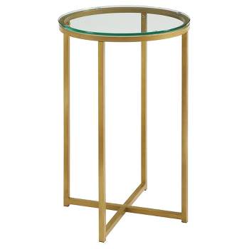 Vivian Glam X Leg Round Side Table Glass/Gold - Saracina Home