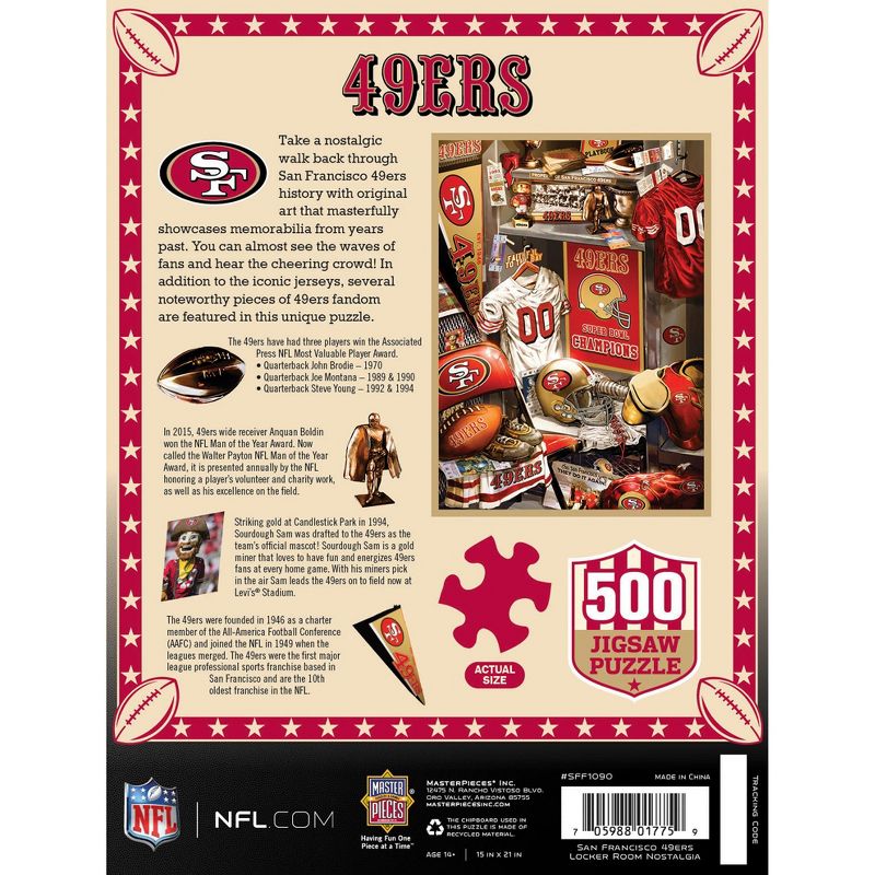 MasterPieces 500 Piece Puzzle - San Francisco 49ers Locker Room - 15"x21", 4 of 7