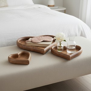 Trays for Bed, Coffee Table, or Home Decor - Charming Heart-Shaped Wooden Trays for Jewelries, Trinkets, or Vanities - Set of 3 - 14", 11", 7" - 1 of 4