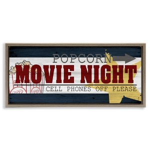 Stupell Industries Movie Night Vintage Sign Floating Frame Canvas Art - 1 of 4