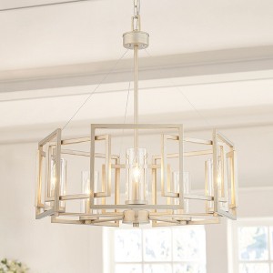 Rennnsan Mirelen 23" W 5 -Light Glass Dimmable Classic Geometric Chandelier in Brushed Champagne - 1 of 4