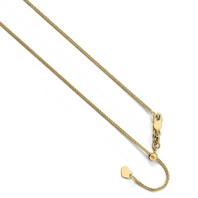 Black Bow Jewelry 1mm 10k Yellow Gold Adjustable Solid Wheat Chain Necklace
