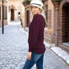 Amaryllis Women's Long-Sleeve Casual Boat Neck Loose-Fit Blouse Soft Stretchy Knit - 3 of 4