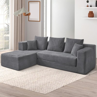 JOYRACER 106" Sleeper Sofa, 2 In 1 Pull Out Couch Bed ,Convertible Sofa Bed- L-Shaped Sectional Couch For Living Room