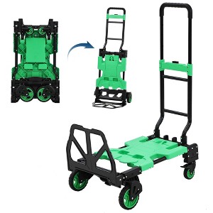 330LB Folding Hand Truck Heavy Duty Carrying, Combination of 4 Wheels & 2 Wheels Convertible Dolly Cart w/Retractable Handle Dolly for Moving - 1 of 4