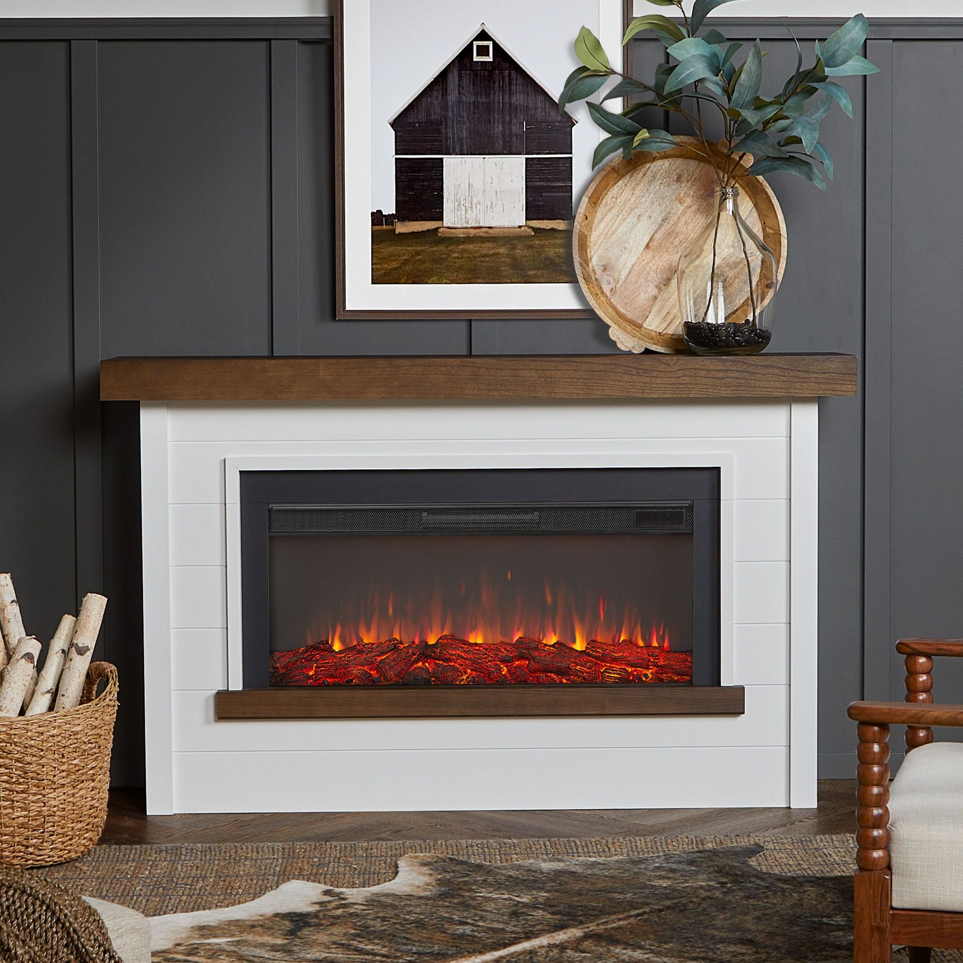Bernice 67" Landscape Electric Fireplace in White by Real Flame