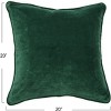 Storied Home Square Velvet Pillow Cover with Piping, Green - 2 of 4