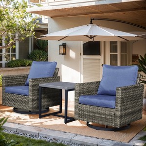 Buenhomino 3 Pieces Patio Bistro Set with Table Set, All-Weather Wicker Patio Furniture Set with Thickened Cushions for Garden, Backyard - 1 of 4