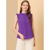 INSPIRE CHIC Women's Ruffled Curved Hem Business Office Vintage Sleeveless Blouse - 3 of 4