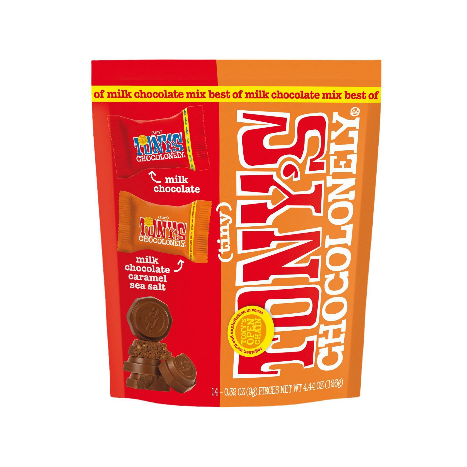 Tony's Chocolonely Milk & Milk Caramel Sea Salt Pouch Chocolate - 4.4oz