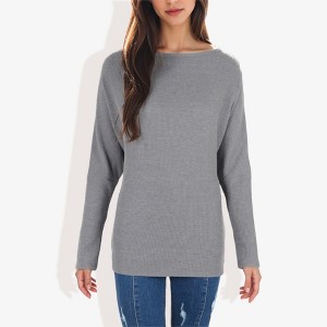 Anna-Kaci Women's Open Neck Waffle Knit Dolman Sleeve Side Slit Tunic Pullover for Casual Looks - 1 of 4
