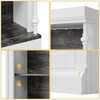 White Tall Storage Bookcase with 3-Tier Open Shelves and Double Door, Roman Column Design and 4 Adjustable Lights, White & Black Wood Grain Display S - 4 of 4
