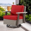COWLOWN Red Patio Wicker Swivel Rocker Chair, Outdoor 360 Degree Lounge Chair with Durable Cushions & Ergonomic Support for Garden and Deck Seating - 2 of 4