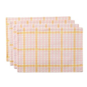 The Lakeside Collection Springtime Plaid Set of 4 Placemats or Runner - 1 of 3