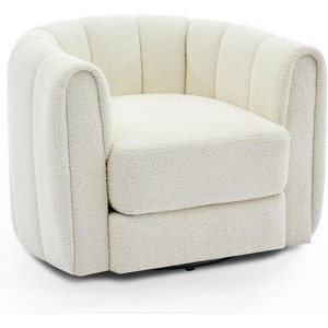 TackView Swivel Barrel Chair - Velvet Upholstered Modern Armchair with Striped Backrest & Plush Padding, Lounge Chair for Living Room, Bedroom - 1 of 4