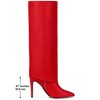 BLISSFUL STEP Women's Fold Over Pointed Toe Zipper Stiletto Heel Knee-High Boots - 2 of 4