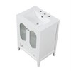 NicBex 24" Bathroom Vanity with Ceramic Sink, Bathroom Cabinet Storage, 2 Glass Cabinet Doors with Adjustable Shelf, and 1 Drawer for Bathroom, White - 3 of 4
